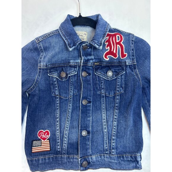 Polo Ralph Lauren Girl's Size 8 Denim Jean Jacket Pep Squad Patches Retro - Picture 10 of 10